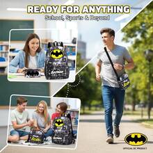 Warner Bros 3pcs/Set WB Batman Backpack Set, Casual Backpack, Collegiate Style Fashion Student Backpack, Printed Large Capacity Outdoor Backpack, Cute Cartoon Backpack, Back To School, Halloween, Christmas Gift - Multicolor - View 9