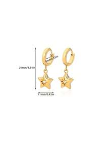 1 Đôi bông tai thép không gỉ hình ngôi sao và mặt trăng kiểu cổ điển, hình trái tim và giọt nước, trang sức vàng, quà tặng cho phụ nữ dịp Giáng sinh, sinh nhật, hoặc đeo hàng ngày. - Vàng - Xem 16