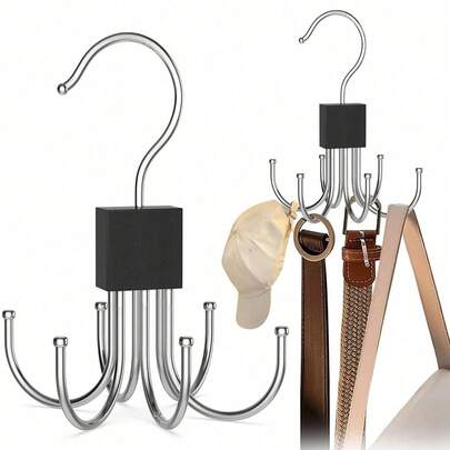 1/2 szt., metalowy hak z sześcioma pazurami, obrotowy wieszak na paski 360° z 6 haczykami, obrotowe wieszaki na paski, organizer do pasów w szafie, haczyki do szafy w akademiku bez dziurkacza, wielofunkcyjny wieszak na ubrania, odpowiedni do topów, toreb, pasków, biustonoszy, bielizny, szalików i krawatów, akcesoriów łazienkowych, wystroju wnętrz, ozdób świątecznych