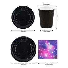 1 Set Black Starry Night Disposable Plates, Napkins And Cups, Suitable For 10 Guests, Disposable Paper Plates Party Supplies Fit For Birthday Party, Family Picnic