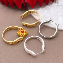 1/3/5 piezas Anillos en blanco chapados en oro de 18K con base ajustable y circonita para hacer joyas y manualidades DIY