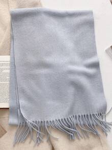 1 件咖啡羊毛女士冬季围巾丝滑柔软羊绒披肩和披肩适合婚礼和礼物晚礼服旅行办公室大号纯色流苏围巾休闲配饰女士 - DFZ038 - 查看 11