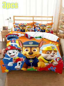 Paw Patrol Themen 3D digital bedruckter Cartoon und Animation Bettwäsche-Set mit drei Teilen,  Bettwäsche,  Bettbezüge,  Kissen, Halloween, Thanksgiving, Weihnachten, Geburtstags-Party Dekorationen, kleine Geschenke für Freunde und Familie bei Partys und Treffen - Verschiedenfarbig - Übersicht 15