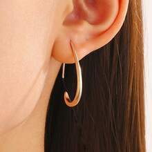 1pair Copper Material Simple U-Shaped Hoop Earrings For Women - Gold - View 3