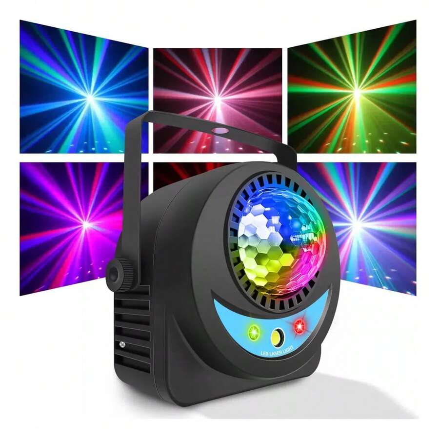 Iluminación RGBW para discoteca de DJ, iluminación de bola mágica, luz láser, iluminación de escenario con DMX512/control remoto/controlado por voz para fiestas, discotecas, bares, espectáculos, bodas y cumpleaños.