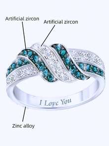 1pc Fashion Zinc Alloy Bar Decorated Women's Ring Daily Wear Office Party Jewelry Gift For Her 9UTN - 白色 - 查看 3
