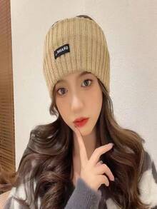 1pc Fashion Personalized Street Hip-Hop Style Letter Solid Color Women Knitted Headband, Suitable For Autumn/Winter Daily Outdoor Activities, Cycling, Warm And Windproof, Halloween, Christmas, Thanksgiving Gift