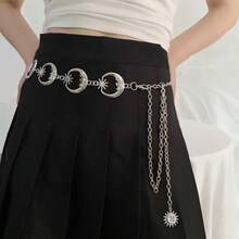 Beach Y2K Boho Gold Sun & Circle Waist Chain Statement Body Chain