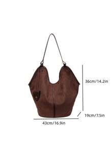 New Fashion Solid Color Large Capacity Tote Bag For Women, Casual Stylish Bucket Bag For Work Commute, Shoulder & Crossbody Bag