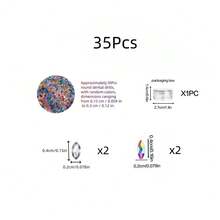 1 Set/35 piezas Juego de joyería para dientes con diseño de mariposa, decoración elegante y brillante para dientes para uso diario, fiestas y regalos (Sin pegamento, con caja)