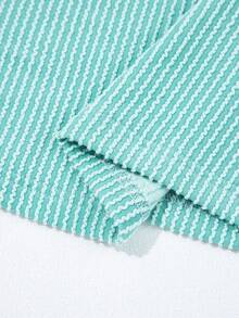 Acelitt Damen Frühlings- und Herbst Locker sitzende, runde Ausschnitt Strickbluse mit mehrfarbigem, verdrehtem Muster und Knöpfen