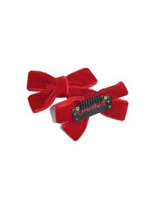 2pcs Flocked Bow BB Hair Clips, Cute Pet Accessories For Long/Short Hair Cats & Dogs - Multicolor - View 13