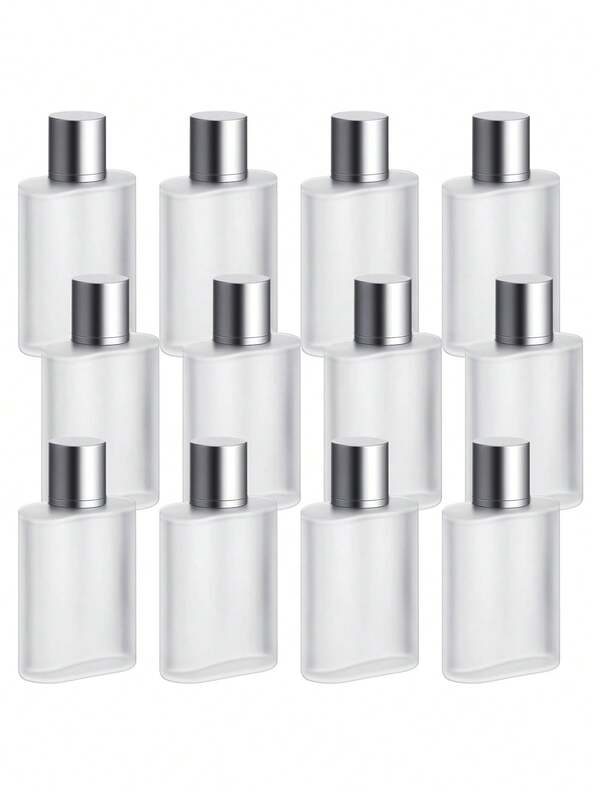 3/4 luksusowe butelki na perfumy 30 ml 50 ml - matowe szkło, wymienny atomizer z atomizerem i rozpylaczem do olejków eterycznych i zapachów, podróżne pojemniki na kosmetyki, damskie torebki podróżne, olejki eteryczne, zapachy, luksusowy, elegancki prezent, zestaw DIY dla kobiet (srebrnoszary)