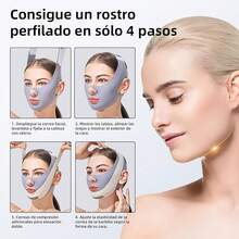 Faja Papada Facial Lifting - Correa Facial Reutilizable para Mujer con Efecto V-Lifting, Elástico y Ajustable para Eliminar Flacidez de Piel, Reafirmar y Anti-Arrugas (Gris) - gris - Ver 2