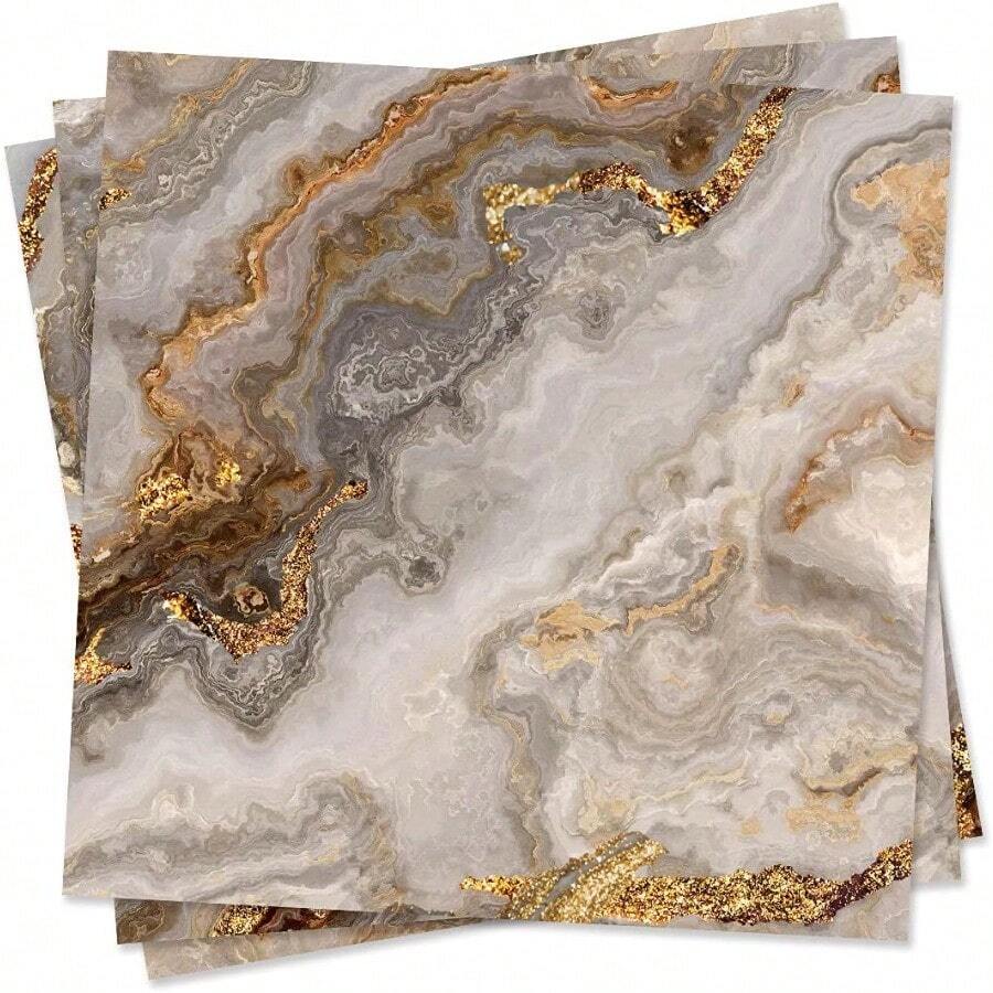 Funlife 50Pcs Peel And Stick Backsplash Wall Tile For Kitchen Bathroom Laundry Room, 5.9"X5.9" Brown Marble - Đá cẩm thạch nâu - Xem 1