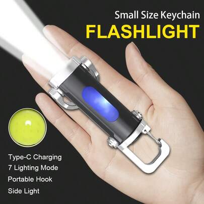 1 pieza Linterna de llavero recargable mini EDC, luz de trabajo multifuncional COB, luz de emergencia portátil para caminar, buscar, senderismo