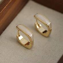 1 Pair Minimalist Luxurious Everyday Versatile Geometric Fashion Women Hoop Earrings, Suitable For Parties - Nhiều màu - Xem 1
