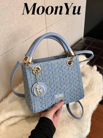 Large Capacity Handbag For Women, Blue Shoulder Bag With Delicate Details, Suitable For Gift, Bags Ladies Elegant, Bag For Women Elegant, Luxury