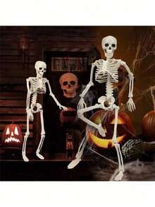 35in Halloween Skeleton Simulation Human Skeleton Halloween Party Decoration Horror Haunted House Scene Setting Props Add Festive Scene Atmosphere Room Home Decoration Theme Party Family Gathering Outdoor Garden Courtyard Hanging Pendant (Easy To Hang Design) - Multicolor - View 3