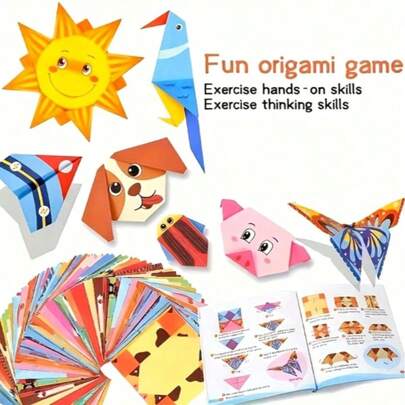 Children's Origami Set 108pcs - Handmade DIY Materials Colored Paper, Suitable For Kindergartens, Handmade Paper Toys, Suitable For Kindergarten Projects And Party Gifts, Cultivates Children's Practical Skills, Helps Children Grow, Can Be Used As Birthday Gifts Or Holiday Gifts, Educational Enlightenment Toys, Birthday Gifts, Children's Art And Crafts, Origami Paper, Children's DIY, Girls' Handmade Gifts, Handmade Sets, Origami, Origami Paper