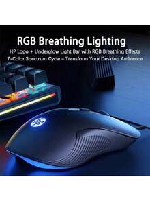 HP M280 高效能光學追蹤遊戲滑鼠 RGB流光燈效自訂 防滑磨砂材質 即插即用USB 男女適用電競裝備 黑色有聲 - 黑色有聲 - 查看 4