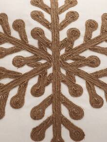 1pc/2pcs Christmas Decorative Pillow Cover, Christmas Snowflake Knot Canvas Rope Embroidery, Winter Living Room Sofa Bedroom Holiday Gift - Coffee Brown - View 5