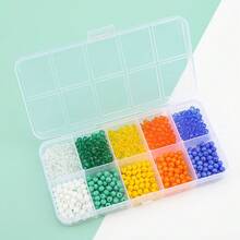 1 盒 10 款 4 毫米玻璃扁珠，DIY 手链、项链、鞋子、帽子、包包、手机链、钥匙扣、工艺品和礼品制作配件 - 10格4mm扁珠(800顆) - 查看 19
