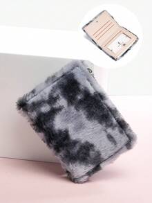 BATSIOE Dreamy Tie-Dye Plush Women's Wallet Fresh Gradient Soft Texture Card Holder Zipper Coin Purse Wallet Cute Student Bag Suitable For Daily Commute For Men Wallet Mini Wallet Small Wallet For Women Wallet