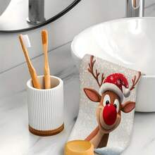 2 pièces/100 pièces Tissu de cuisine à motif de cerf, convient pour la décoration intérieure des restaurants, cuisines et salles de bains, la décoration de banquet, les cadeaux de fête et peut être offert en cadeau