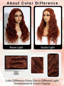 QVR QUEEN VIRGIN REMY 4"X4" Lace Front Wig, Human Hair, Red Brown Color, Pre-Cut, Closed Cap, Pre-Plucked - S33D - View 8
