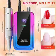 45000RPM Electric Nail Drill Machine With LCD Display Rechargeable Nail Sander For Gel Nails Polishing For Home Manicure Salon