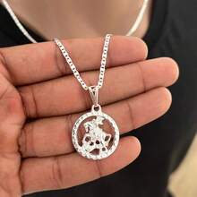 Men's Silver Plated Chain With Saint George Pendant - 銀色 - 查看 5