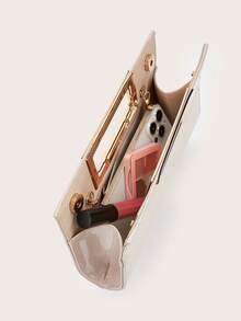 Fashionable Solid Color Mirror Handbag, Elegant Ladies' Business Bag, Suitable For Party Girls, College Students, Brides, Can Be Matched With Party Dresses, Wedding Gowns, Evening Gowns, Tight Skirts, Ideal For Weddings, Gatherings, Banquets, Parties, Balls, And The Best Gift For Women - Apricot - View 7