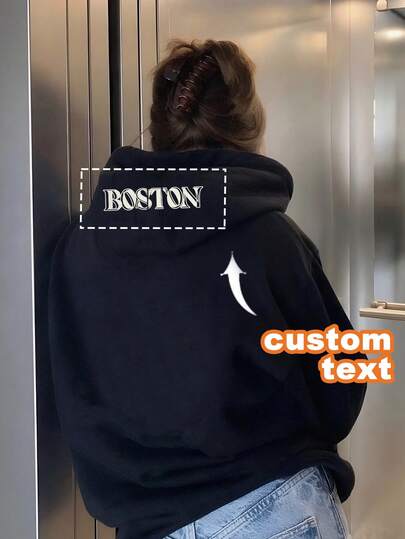 Personalizowana bluza z kapturem damska z nadrukiem Twojego tekstu, z Twoim imieniem, nadrukiem z napisem "Dziecko/Przyjaciel/Idol/Para/Rodzina/Impreza/Szkoła/Sport/Miłość do zwierząt", Logo/Dekoracja na uniform firmowy/imprezowy, Moda dla psów, Moda, Hip-Hop, Prostota, Łatwość noszenia, Umiarkowana moda, Minimalistyczny szyk, Swobodna personalizacja, Unikatowy, Spersonalizowany idealny prezent dla jego rodziny, chłopaka, przyjaciół, dzieci na rocznice, urodziny, święta