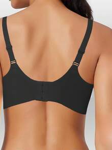 1pc Women's Soft Support Bra, Lift & Gather, Prevent Sagging, Minimize Side Bulge, Seamless & Underwire-Free Padded Bra - Black - View 3