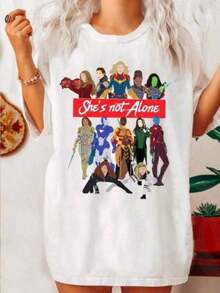 BREATHABLE COOL SUMMER She's Not Alone T-Shirt Marvels Avengers Girl Female Superhero Black Widows T-Shirt Scarlet Shirt, Gamora The Witch Shirt - 白色 - 查看 1
