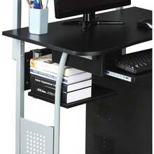 2 Tiers Computer Desk With Keyboard Shelf And Printer Shelf Stand Home Office PC Laptop Table Furniture Study Gaming Desktop Workstation - Black - View 8