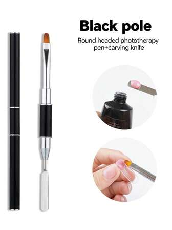 1pc Multifunctional Nail Art Gel Pen, Includes UV/LED Curing Pen, Glue Adjuster, Carving, Embossing Tools, Suitable For Nail Art Enthusiasts And Salons