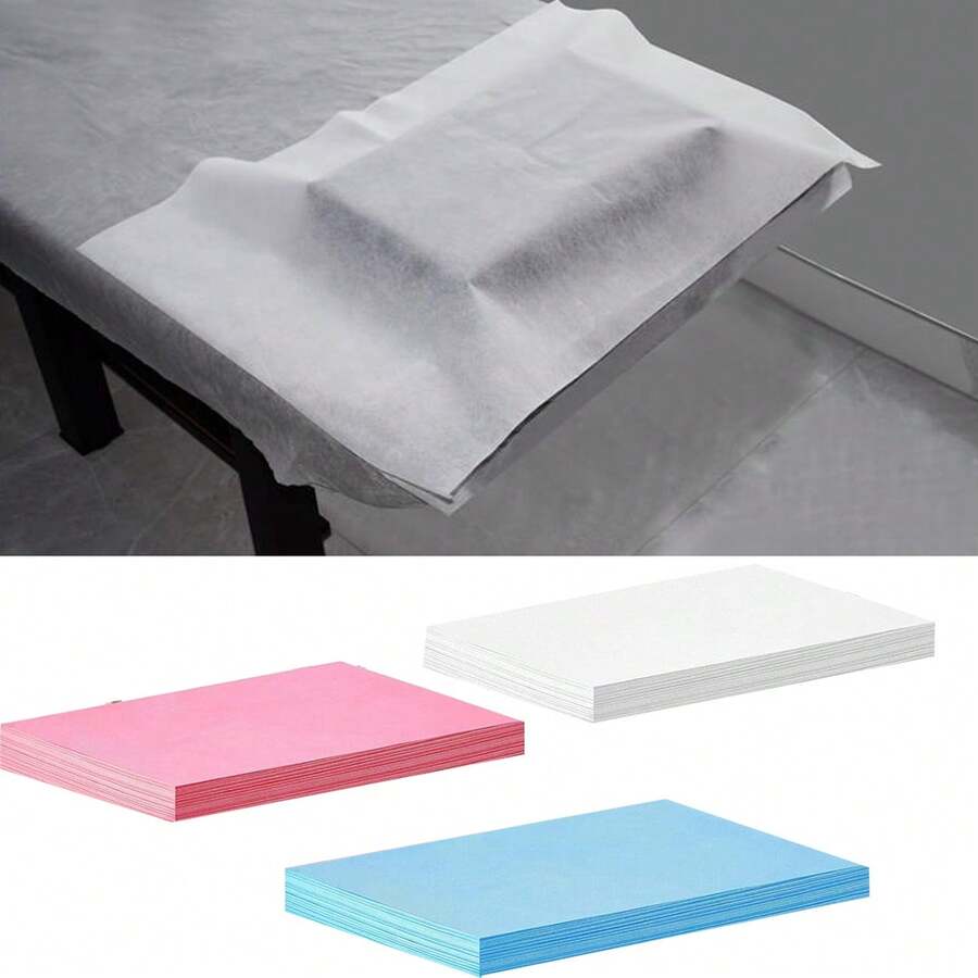 100pcs Disposable Beauty Salon Sheets Non-Woven Massage Bedside Pillow Thickened Single Lying Towel Disposable Hotels Spa Pad