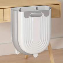 1pc Bathroom Wastebasket, Cabinet Door-Hanging Trash Can, Foldable Wall-Mounted Trash Can, Waste Paper Basket, Bathroom And Kitchen Garbage Bin - Multicolor - View 7