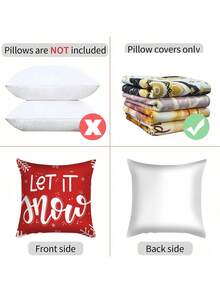 4 fundas de cojín decorativas navideñas impresas, con motivos de copos de nieve, árboles de Navidad y otros elementos navideños, adecuadas para la sala de estar, el dormitorio, el sofá, la oficina y otras ocasiones. Decoración de habitación, decoración de dormitorio, decoración navideña, decoración de fiesta (no se incluyen los insertos de cojín) - (impresión de un solo lado) - Multicolor - Ver 8