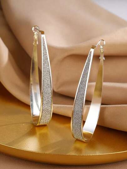2pcs Simple U-Shaped Silver Earrings, Elegant Gift For Women