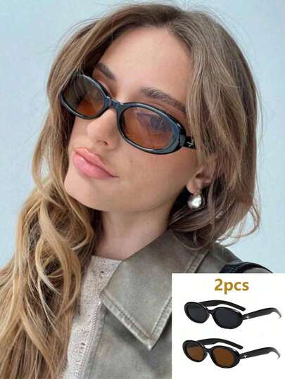 نظارة شمسية نسائية عتيقة بإطار كامل بشكل بيضاوي، إكسسوار شاطئي صيفي، إكسسوارات نظارات شمسية أساسية للملابس النسائية الكاجوال والرسمية، هدايا