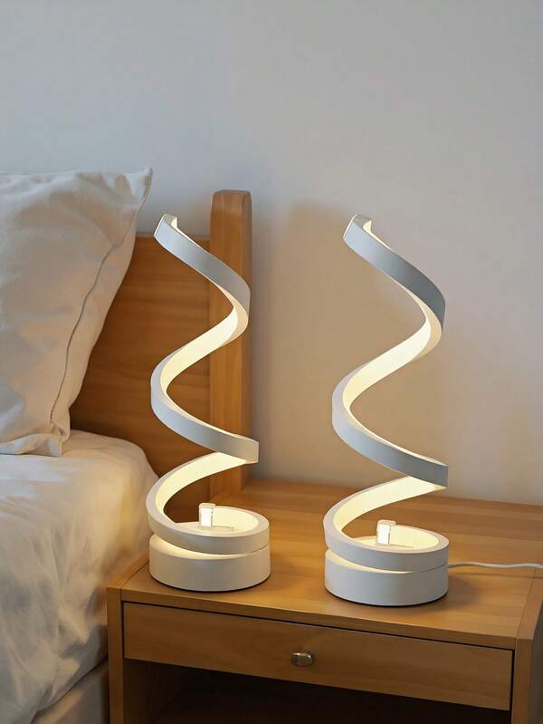 1pc Spiral LED Desk Lamp, Dimmable 3 Color Modes, Adjustable Height, Suitable For Living Room, Bedroom, Office, Nightstand, Bookshelf, Room Decor, Perfect Gift For Friends And Family, Space-Saving Modern Lamp, Bedside Table Lamp