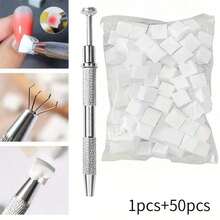 50 Mini Sponge Cubes With 1 Tweezer Gripper, Nail Coloring Sponge Gradient Blending Nail DIY With Claw Picking Tool,Manicure Supplies & Accessories - trắng - Xem 2