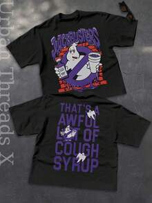 Urban Threads 's Summer Outdoor Cotton Casual T - Shirt, Funny Ghost Loose Crew Neck Short Sleeve - 黑色 - 查看 1