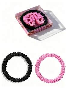 2 pièces Chouchous en soie de mûrier 100%, élastiques fins en soie de mûrier, ensemble de chouchous en soie de mûrier 22 momme pour femmes aux cheveux bouclés et fins, Srevela, porte-queue de cheval - Multicolore - Voir 39