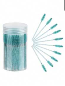 50/100 piezas Cepillo desechable de pestañas, varitas de rímel, juegos de brochas de maquillaje para extensiones de pestañas y cepillo de cejas con contenedor, cepillo de cejas, cepillo de sombra de ojos, spoolie, cepillo spoolie - Multicolor - Ver 3