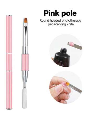 1 pieza Bolígrafo multifuncional para arte de uñas, incluye bolígrafo de curado UV/LED, ajustador de pegamento, herramientas de tallado y estampado, adecuado para entusiastas del arte de uñas y salones