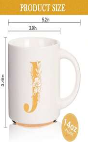 Personalized Ceramic Letter Coffee Mug For Men,(A-Z)Custom Mug Cool Gold Monogram Initial Tea Cup,Unique Gifts Idea For Wife Father Grandpa Boyfriend Friend Friendship(J)